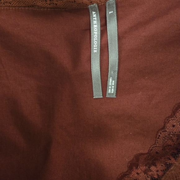 Anthropologie Boho Tiered Ruffle Midi Dress Wine Red Lace - Picture 8 of 8